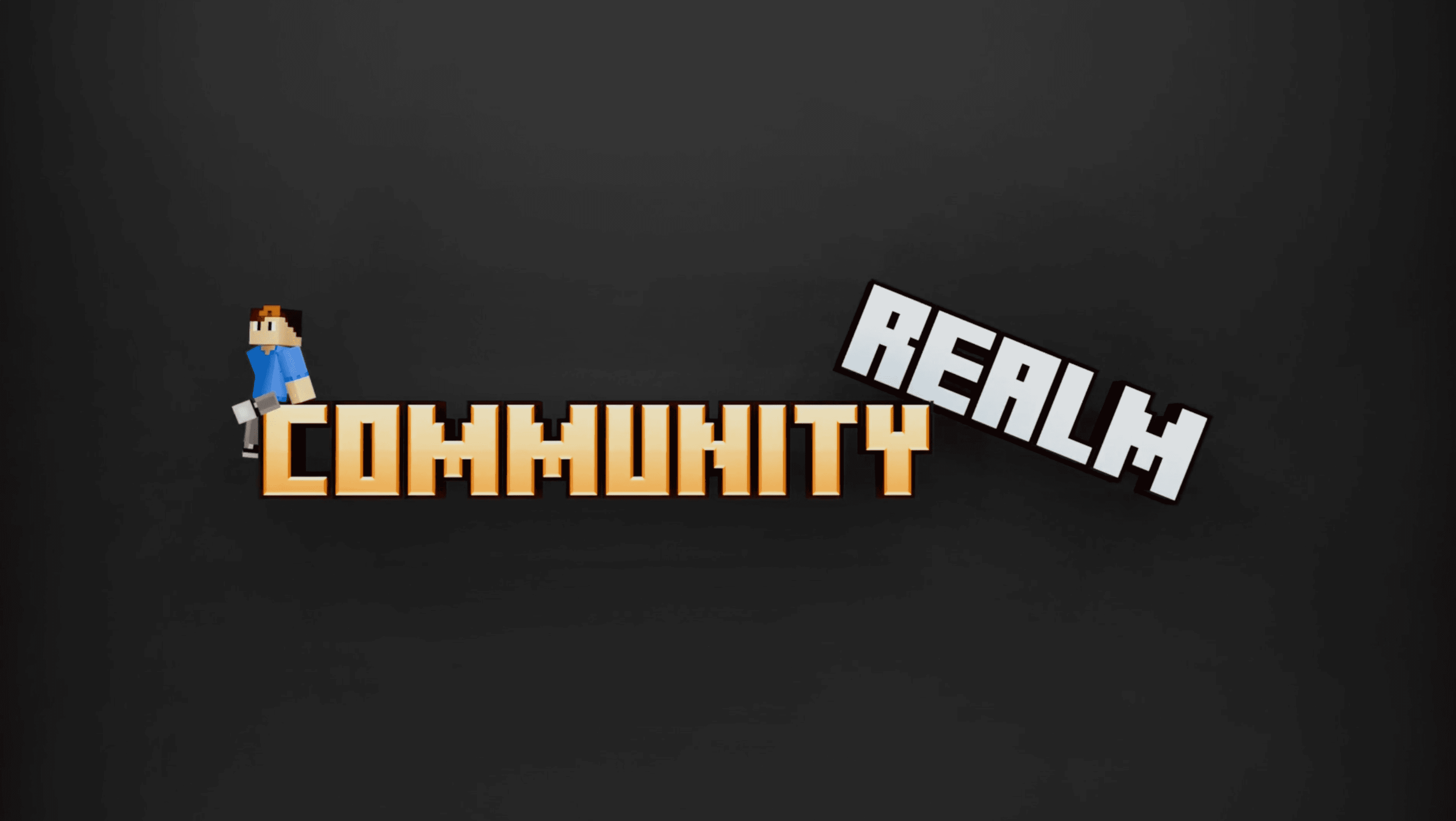 Community Realm logo with Minecraft character.