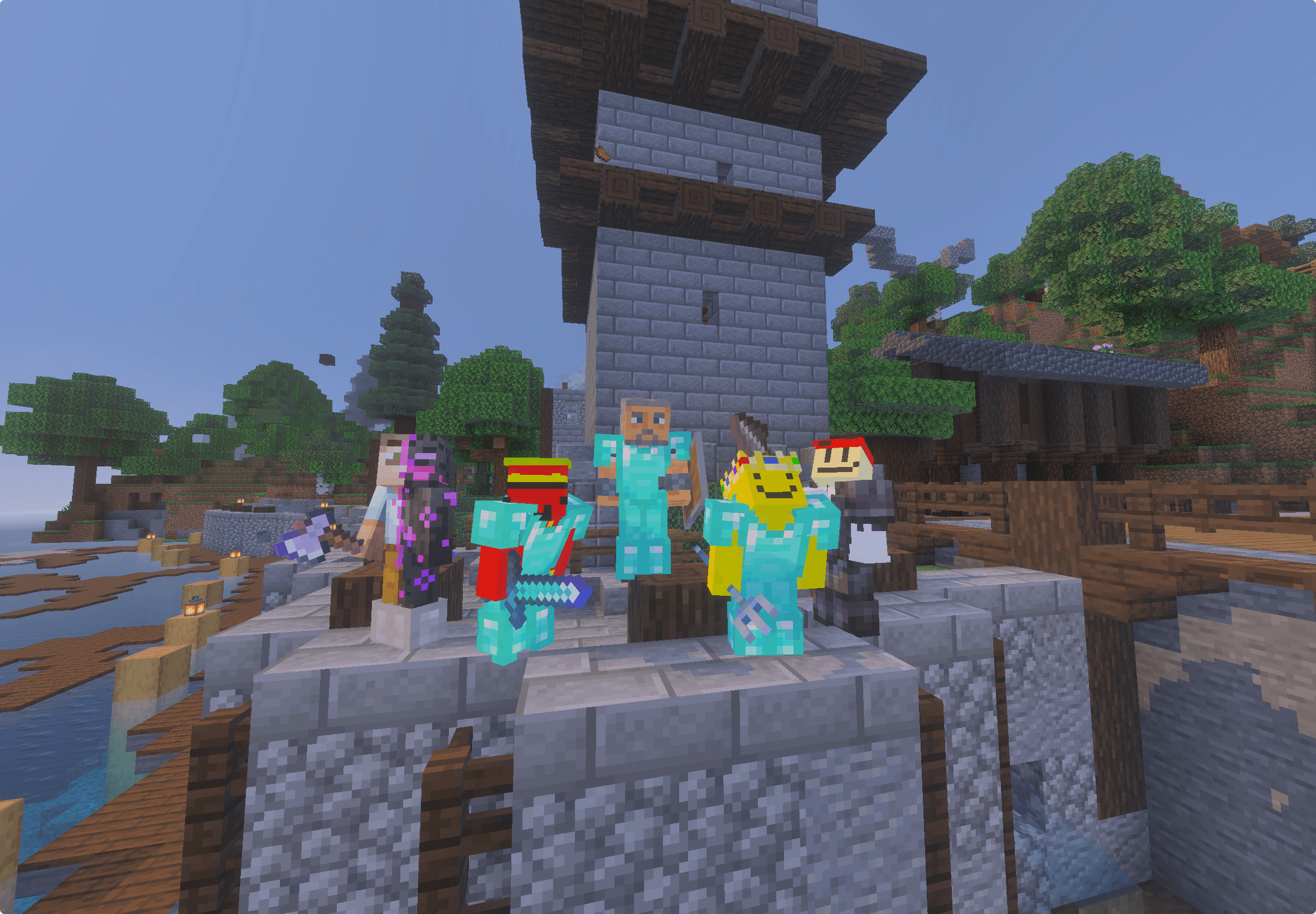 Players gathered in a political meeting hall on Community Realm.