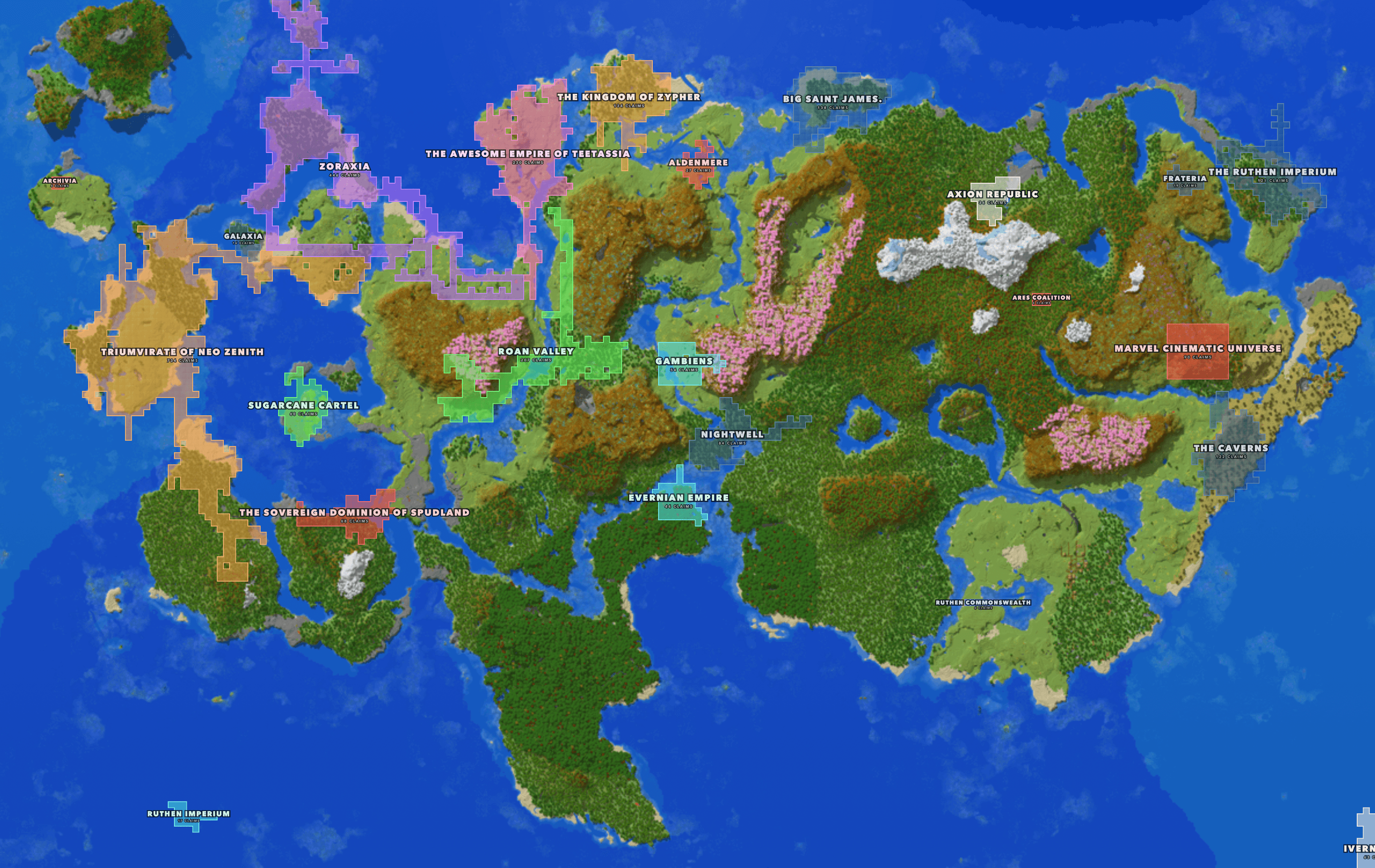 Political map of Trimere showing player countries and borders.