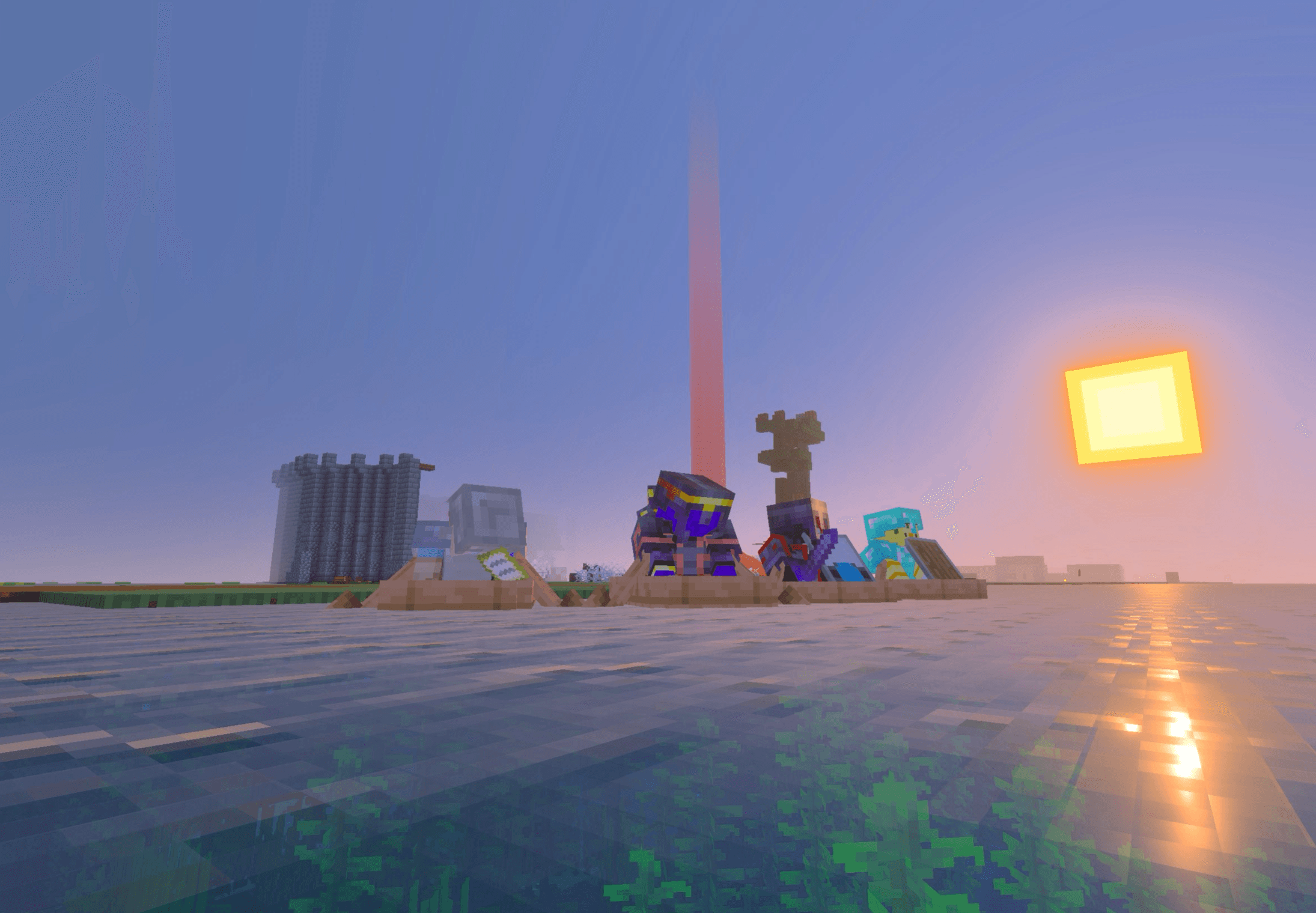 Players crossing water near Ganzir in Community Realm Season 3.